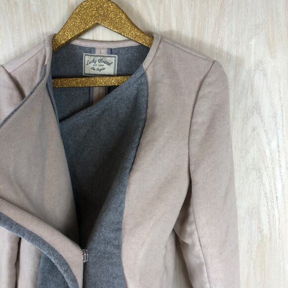 Lucky Brand Colorblock Draped Asymmetrical Neutral Lagenlook Cardigan Jacket S - Picture 3 of 11